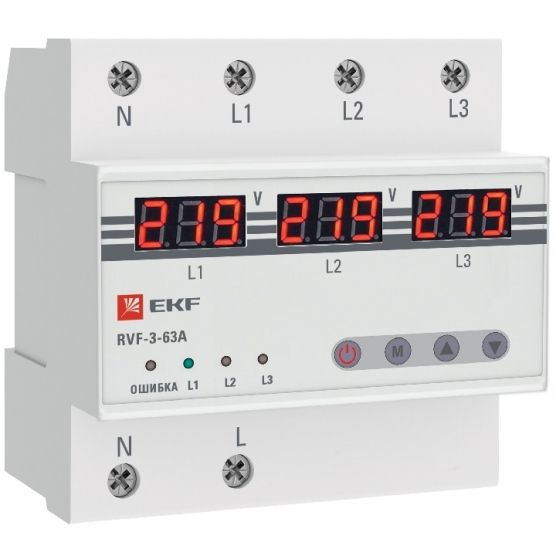 Реле выбора фаз с дисплеем RVF-3-63А