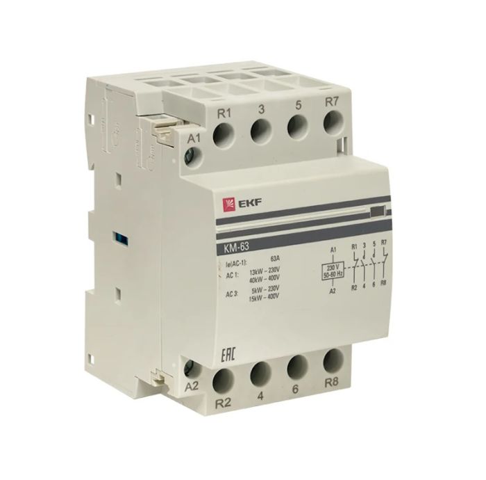 Модульный контактор 2НО+2НЗ, контакт 63А, = 230В AC/DC